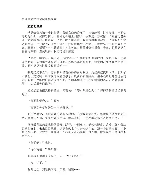 史铁生奶奶的星星主要内容