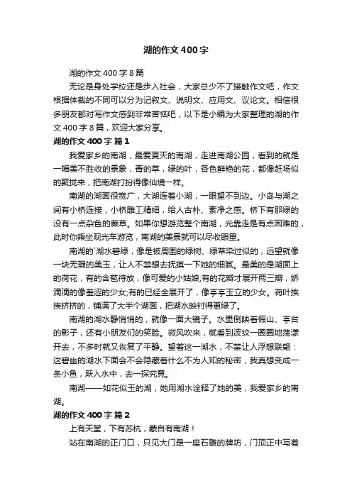 湖的作文400字8篇