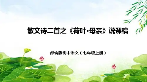 部编版初中语文七(上)7散文诗二首之《荷叶母亲》说课稿(附教学反思、板书)课件