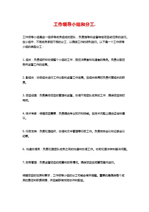 工作领导小组和分工.