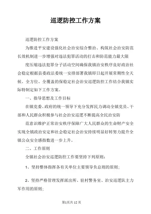 巡逻防控工作方案