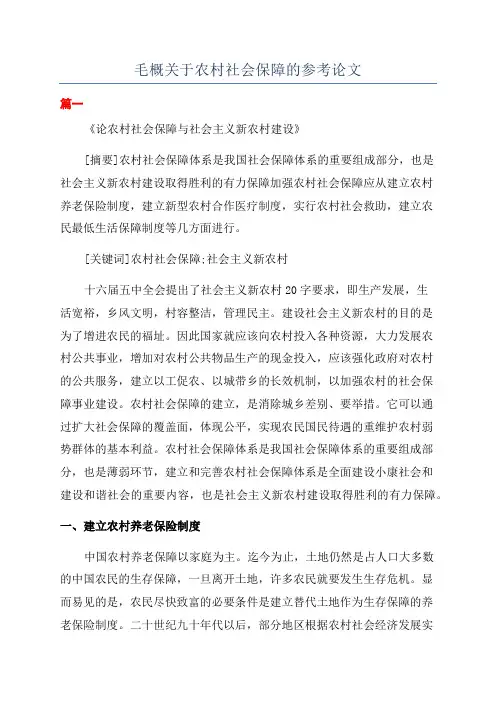 毛概关于农村社会保障的参考论文