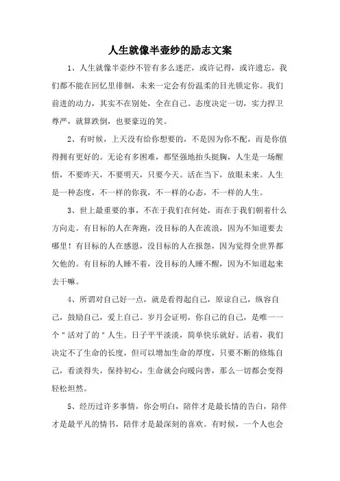 人生就像半壶纱的励志文案
