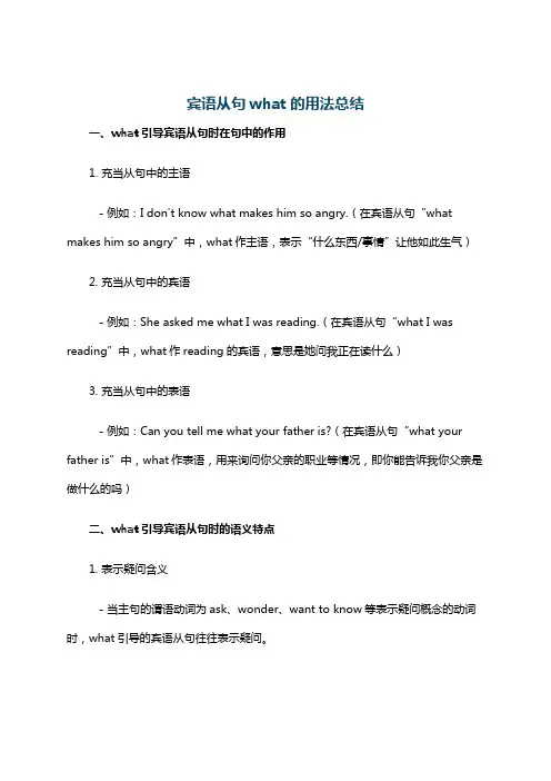 宾语从句what的用法总结