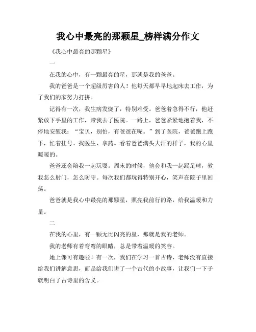 我心中最亮的那颗星_榜样满分作文