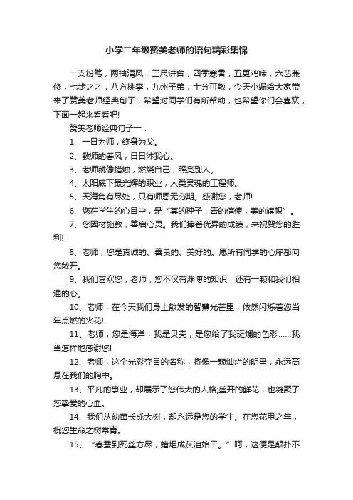 小学二年级赞美老师的语句精彩集锦