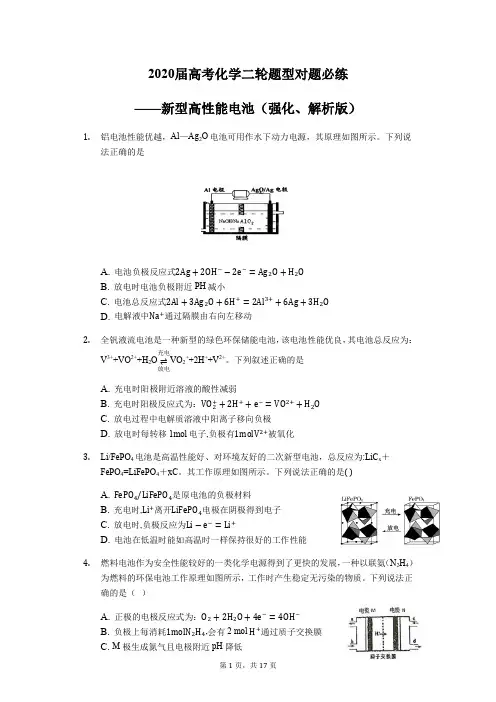 化学二轮题型必练——新型高性能电池(强化、解析版)
