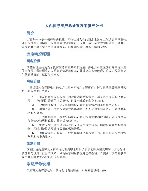 大面积停电应急处置方案供电公司