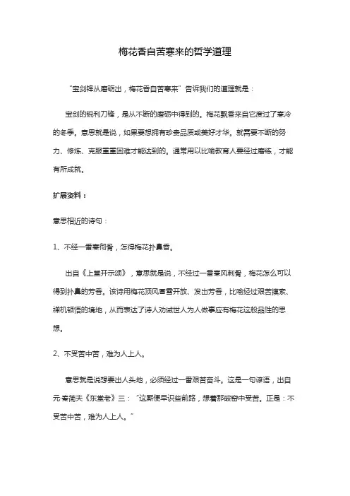 梅花香自苦寒来的哲学道理