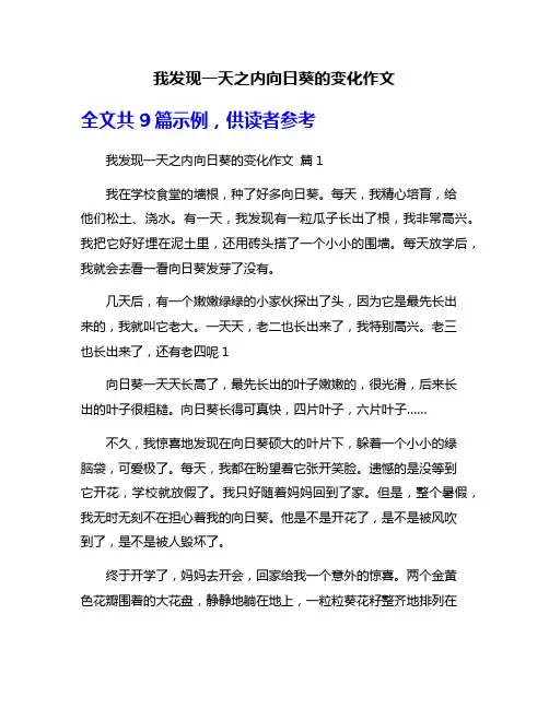 我发现一天之内向日葵的变化作文