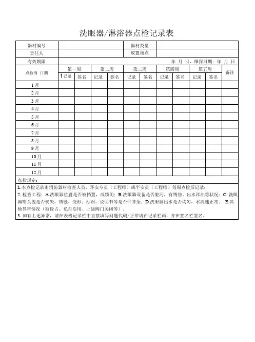 洗眼器淋浴器点检记录表