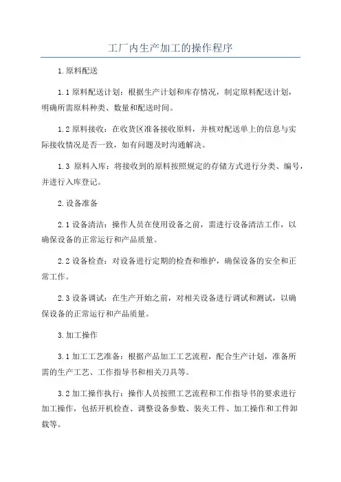工厂内生产加工的操作程序