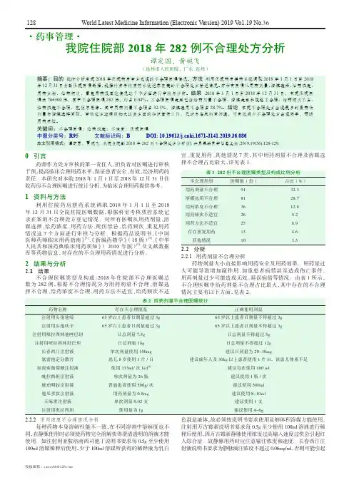我院住院部2018年282例不合理处方分析