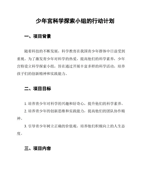 少年宫科学探索小组的行动计划