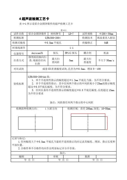 超声波检测工艺卡