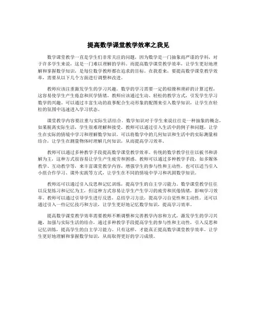 提高数学课堂教学效率之我见