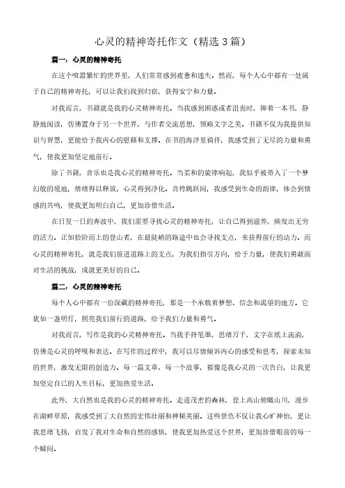 心灵的精神寄托 作文(精选3篇)
