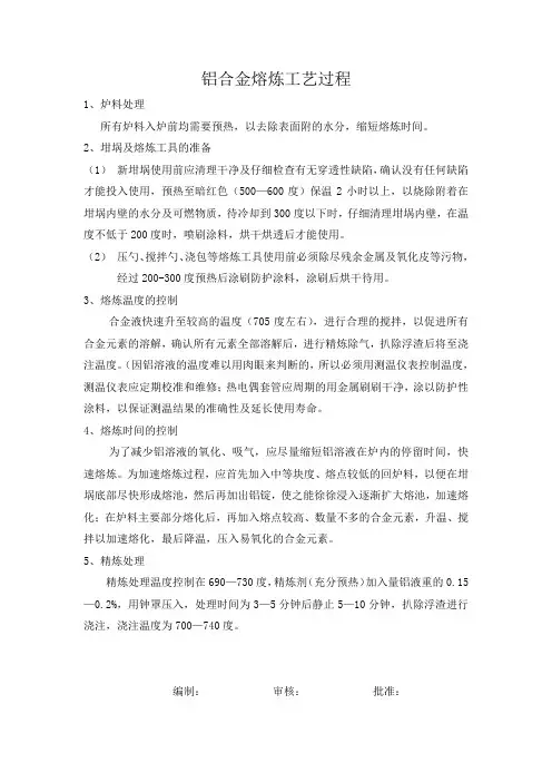 铝合金熔炼工艺过程