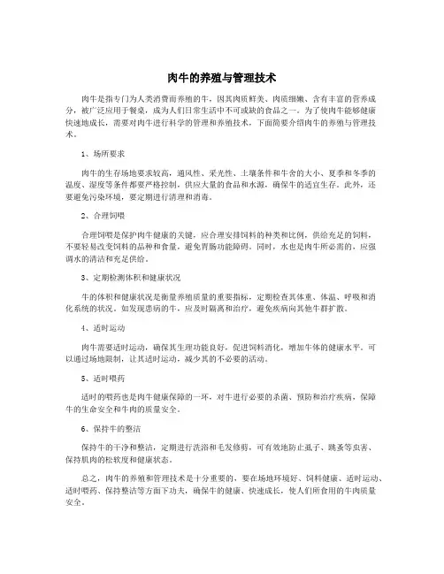 肉牛的养殖与管理技术