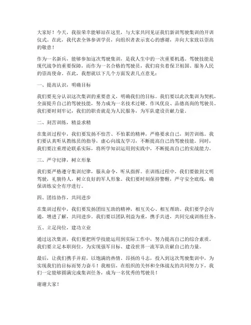新训驾驶集训发言稿范文