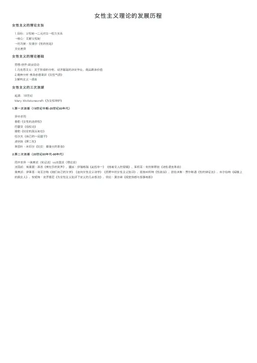 女性主义理论的发展历程