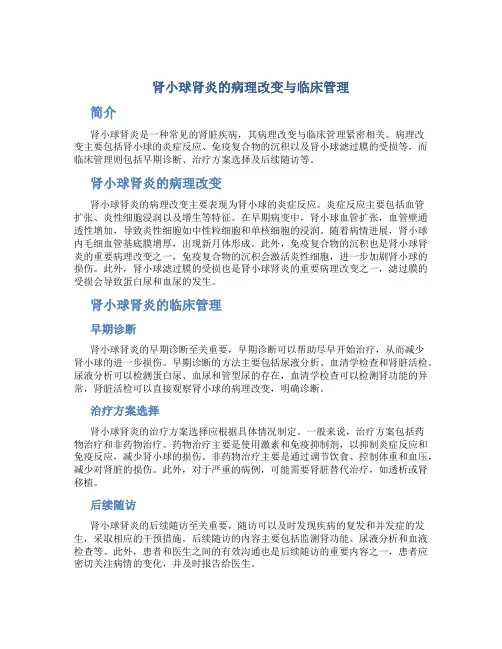 肾小球肾炎的病理改变与临床管理