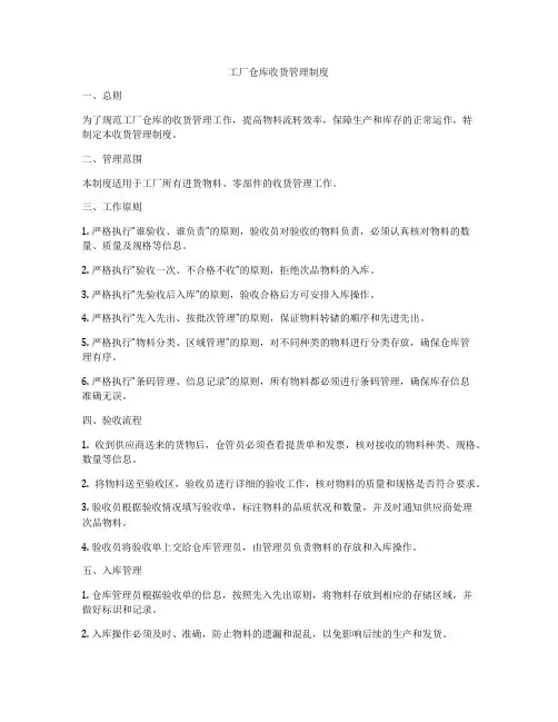 工厂仓库收货管理制度