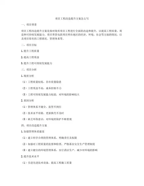 项目工程改造提升方案怎么写