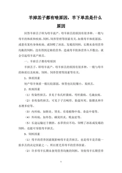 羊掉羔子都有啥原因,羊下单羔是什么原因