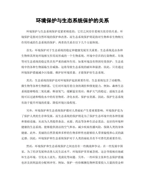 环境保护与生态系统保护的关系