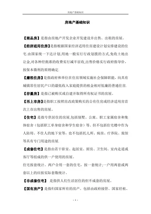 房地产行业名词解释