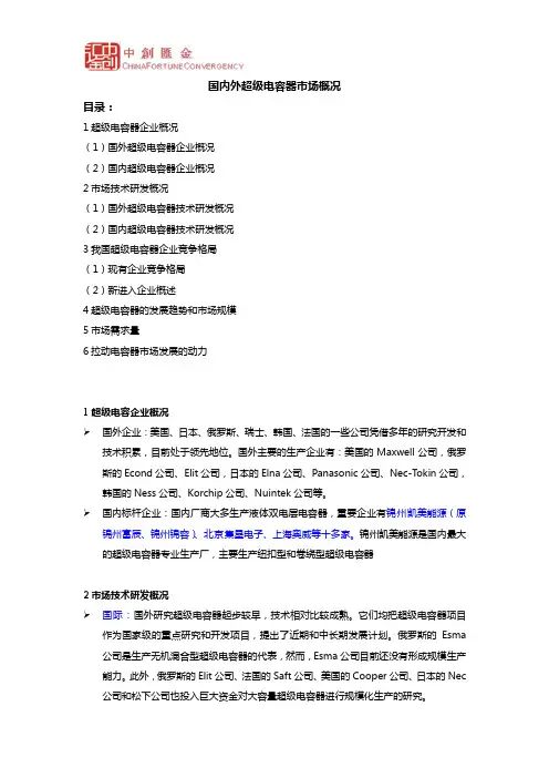 国内外超级电容器市场概况