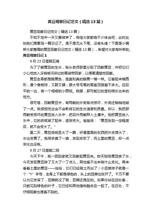 黄豆观察日记范文（精选13篇）