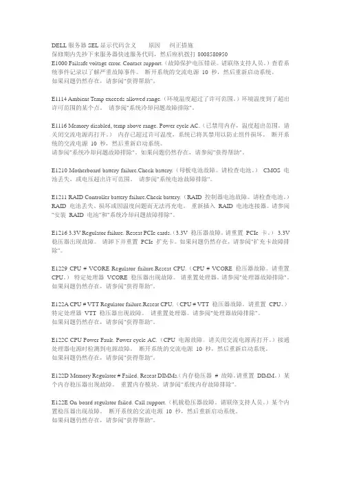 DELL服务器代码解决方法