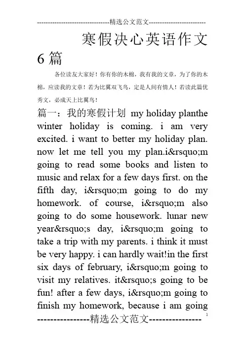 寒假决心英语作文6篇