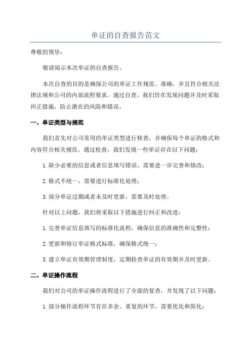 单证的自查报告范文