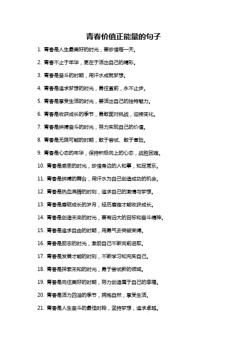 青春价值正能量的句子
