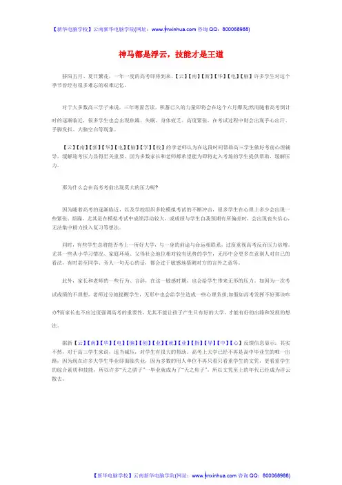 神马都是浮云,技能才是王道