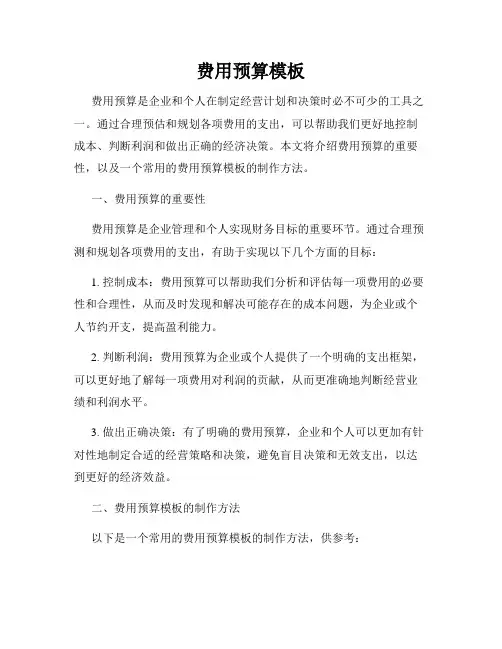 费用预算模板
