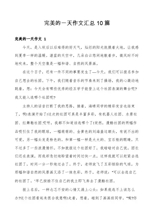 完美的一天作文汇总10篇