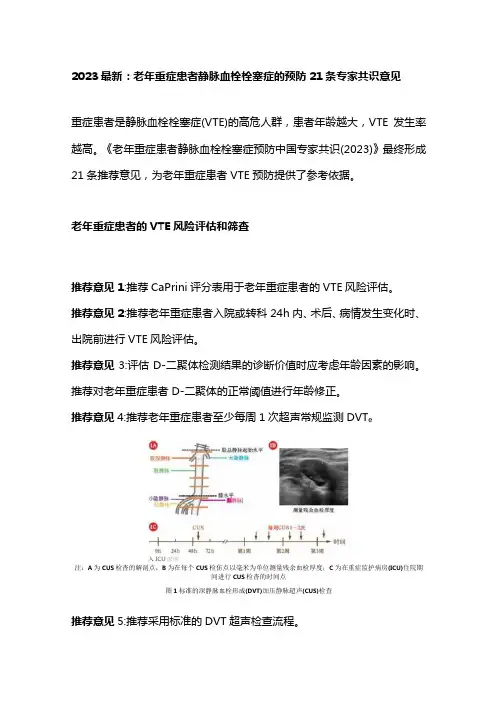 2023最新：老年重症患者静脉血栓栓塞症的预防21条专家共识意见