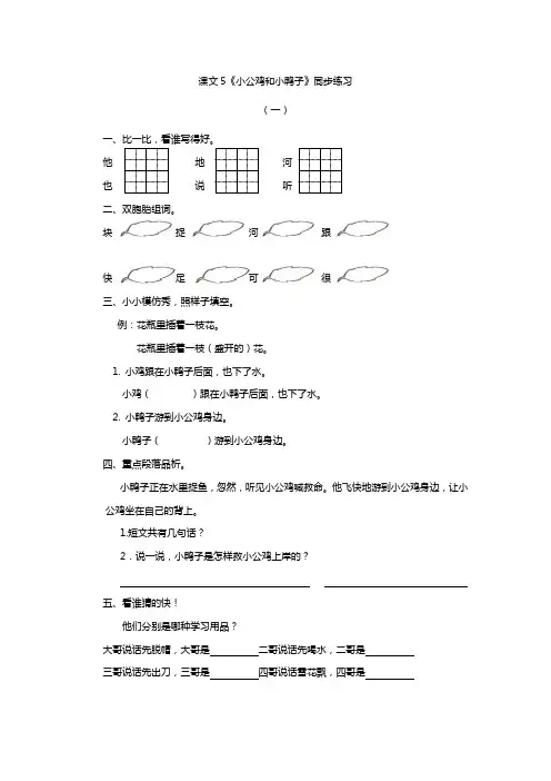 课文5《小公鸡和小鸭子》同步练习