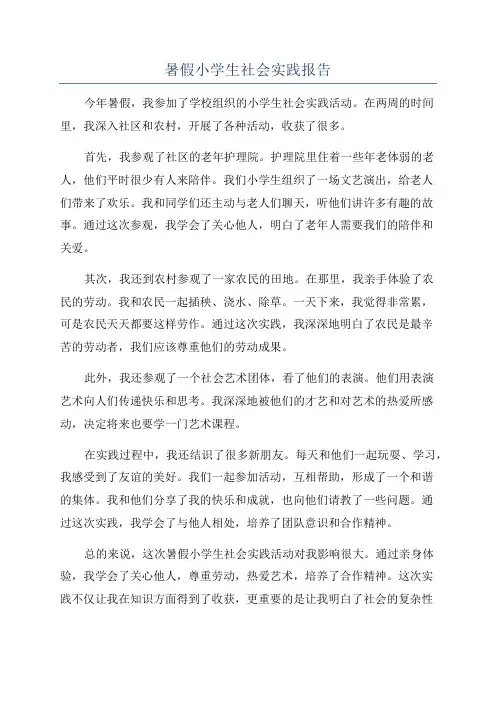暑假小学生社会实践报告