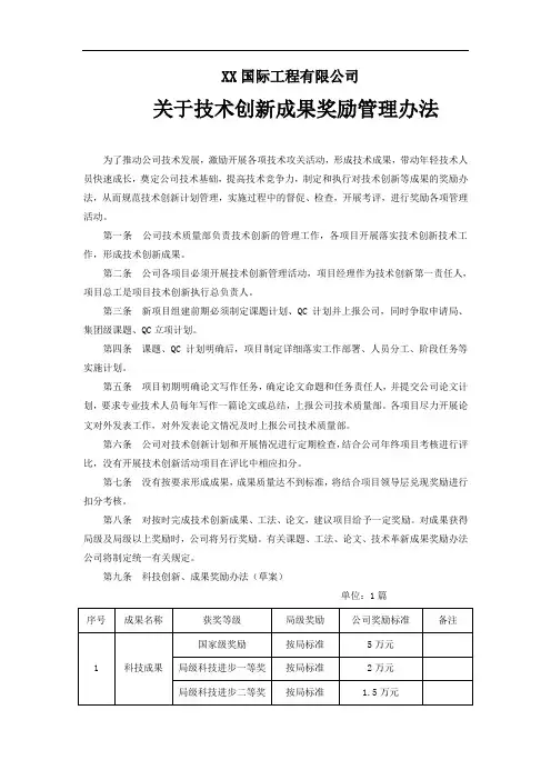 技术创新成果奖励办法