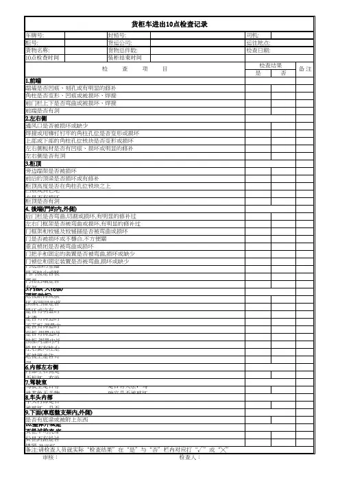 货柜出厂10点检查记录