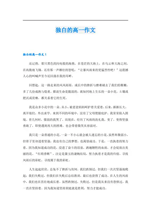 独白的高一作文.doc