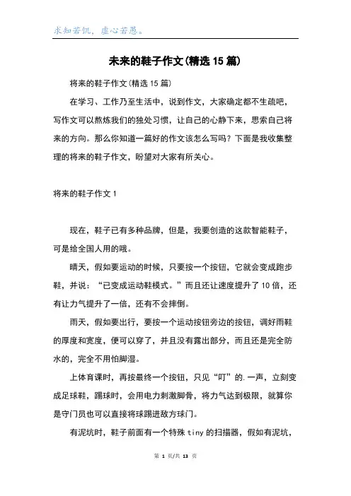 未来的鞋子作文(精选15篇)
