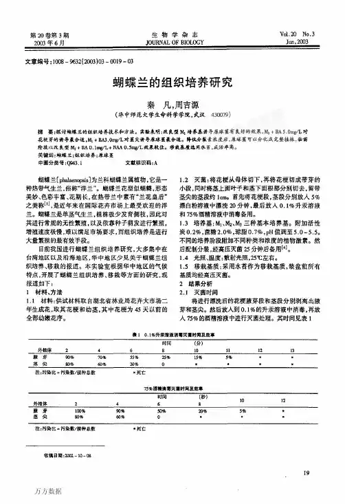蝴蝶兰的组织培养研究