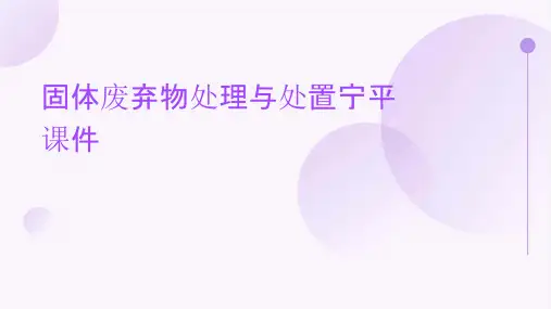 固体废弃物处理与处置宁平课件