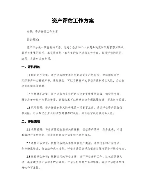 资产评估工作方案